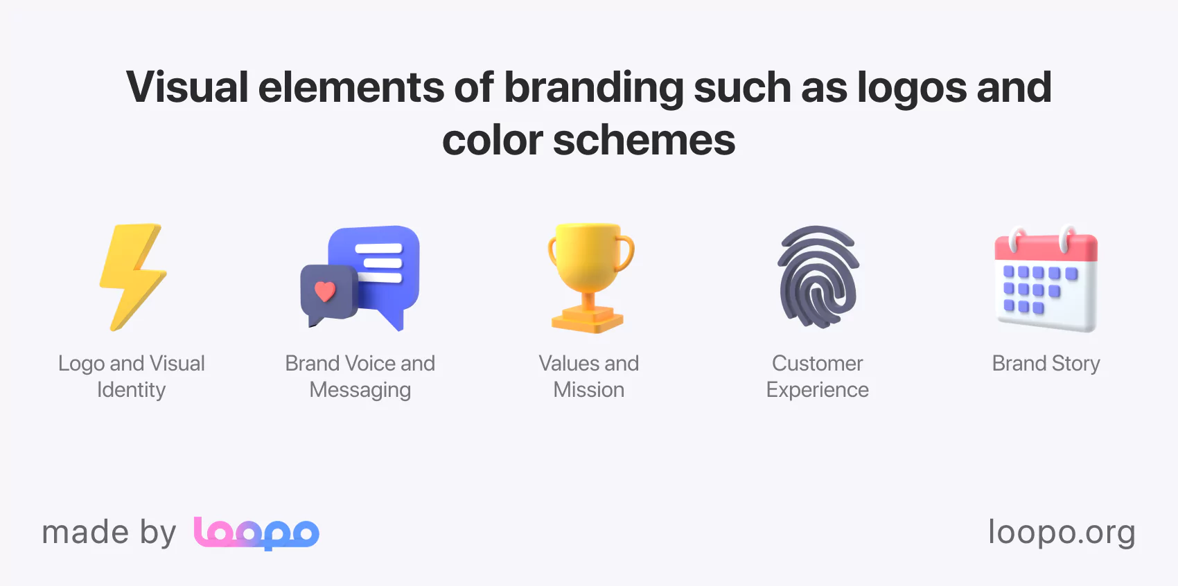 Visual elements of branding such as logos and color schemes