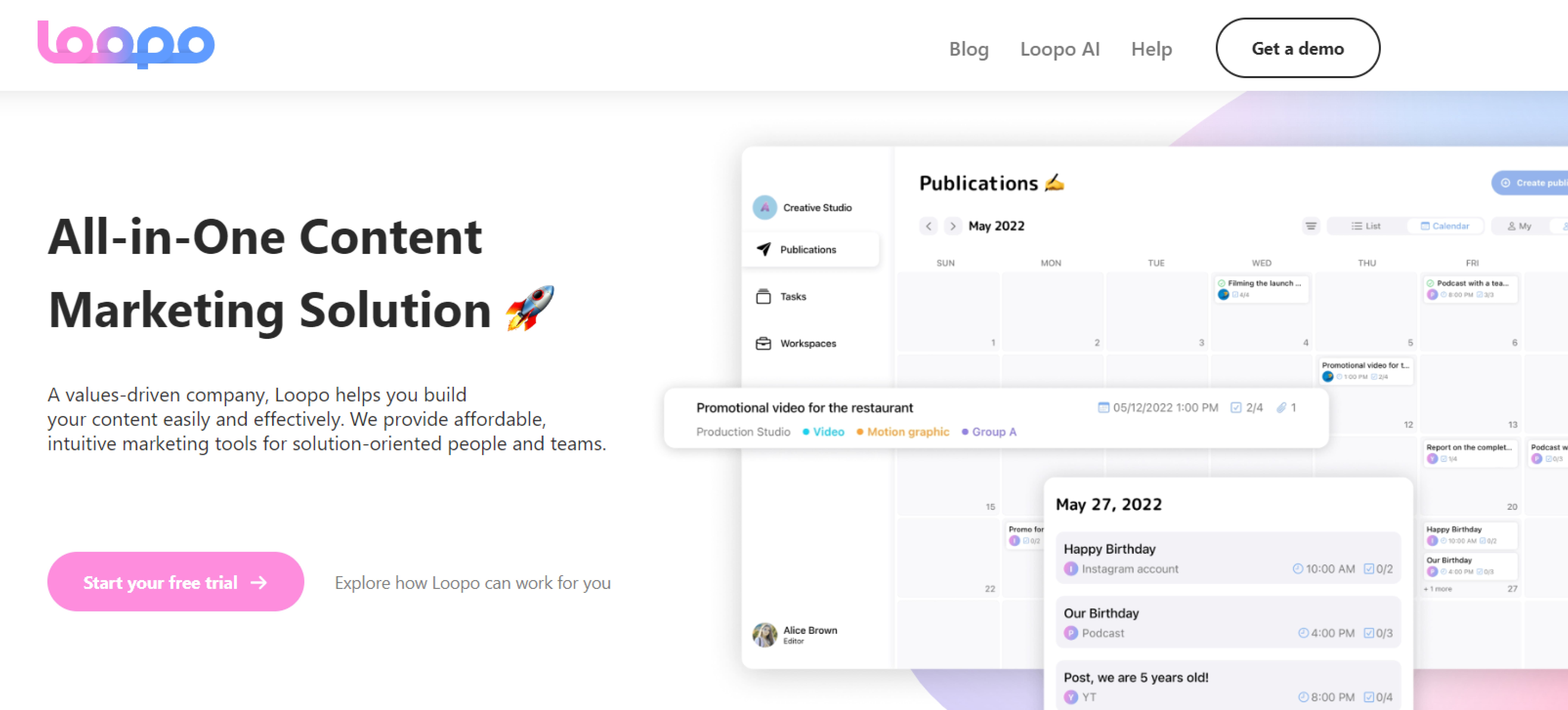 Loopo is a great tool for content marketing