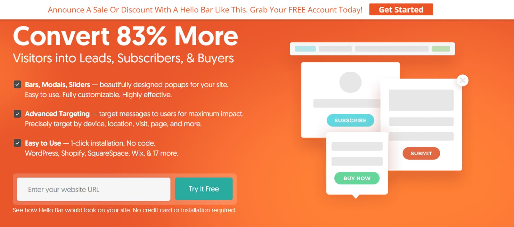 Hello Bar is a solution for effective inbound marketing